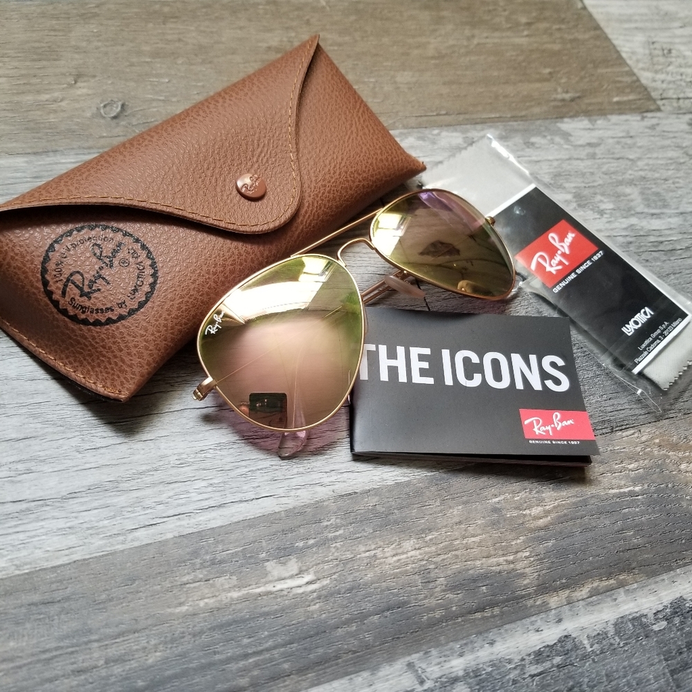 Ray Ban Aviator Rose Pink Lenses 58mm